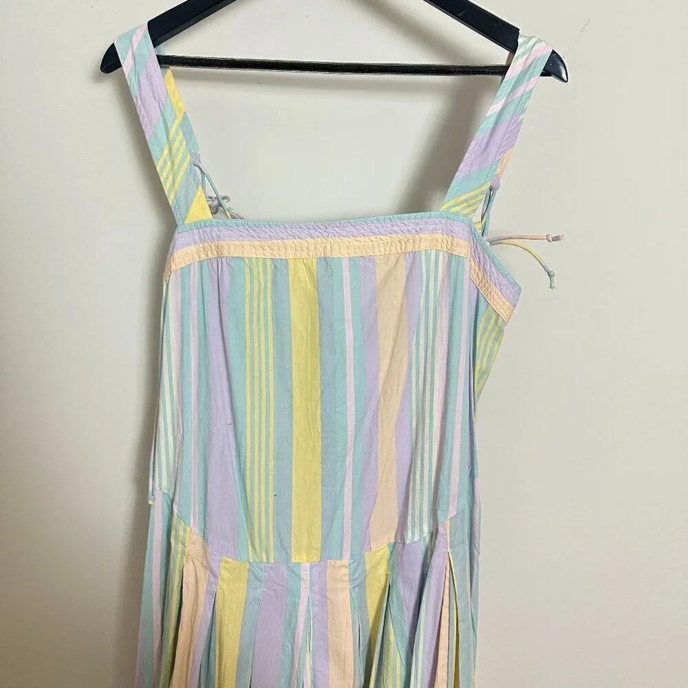 FREE PEOPLE Primavera Stripe Cotton Midi Dress in Pastel Combo Size Medium - Picture 4 of 8